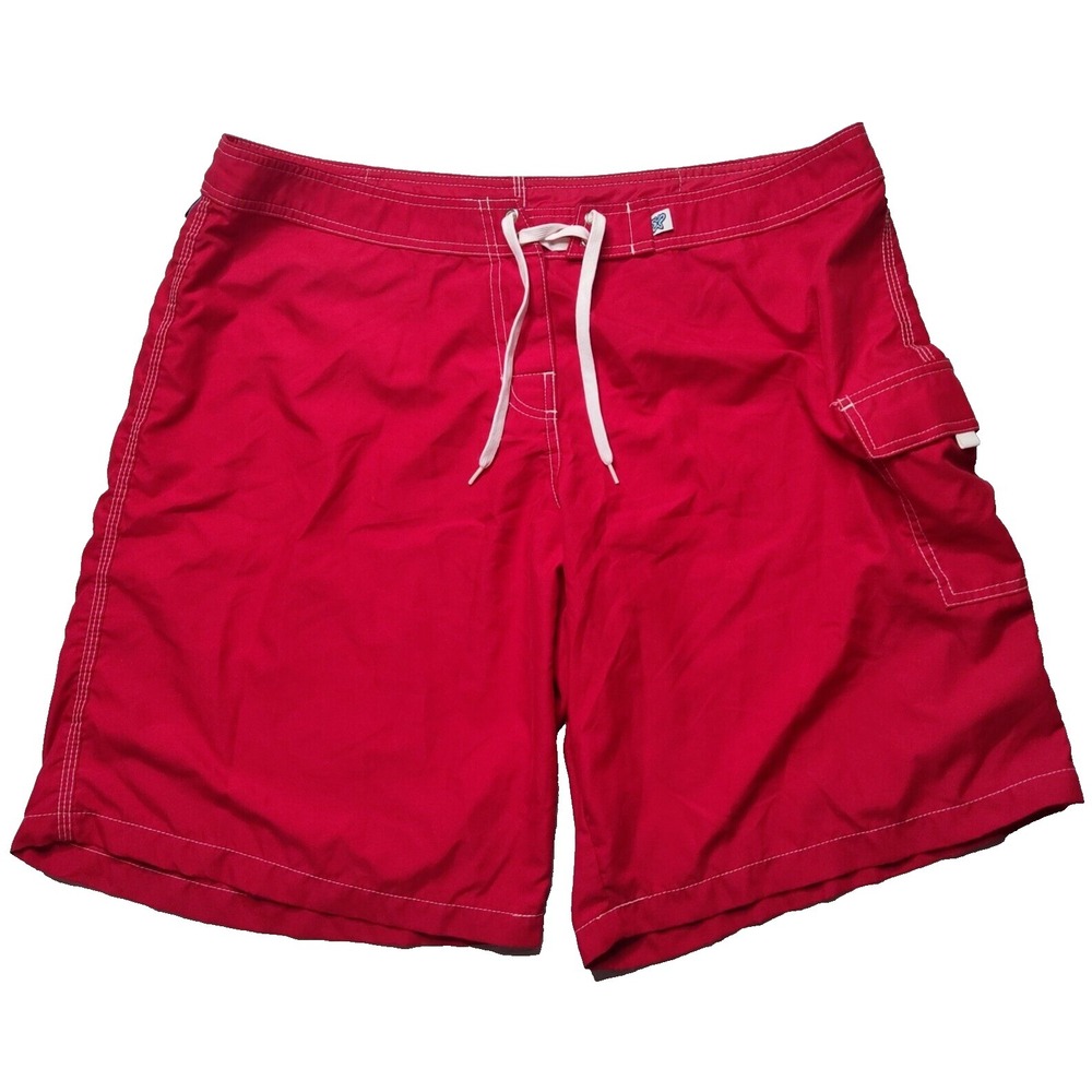 XELOSETTE Women 18 Red 11" Cargo Board Shorts‎ Hand Made in California USA